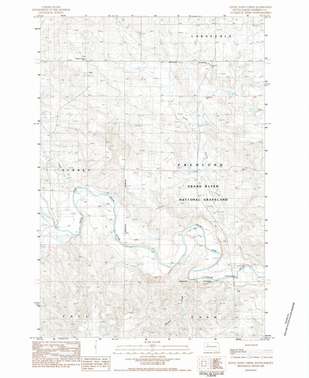 1983 Little Nasty Creek, SD - South Dakota - USGS Topographic Map
