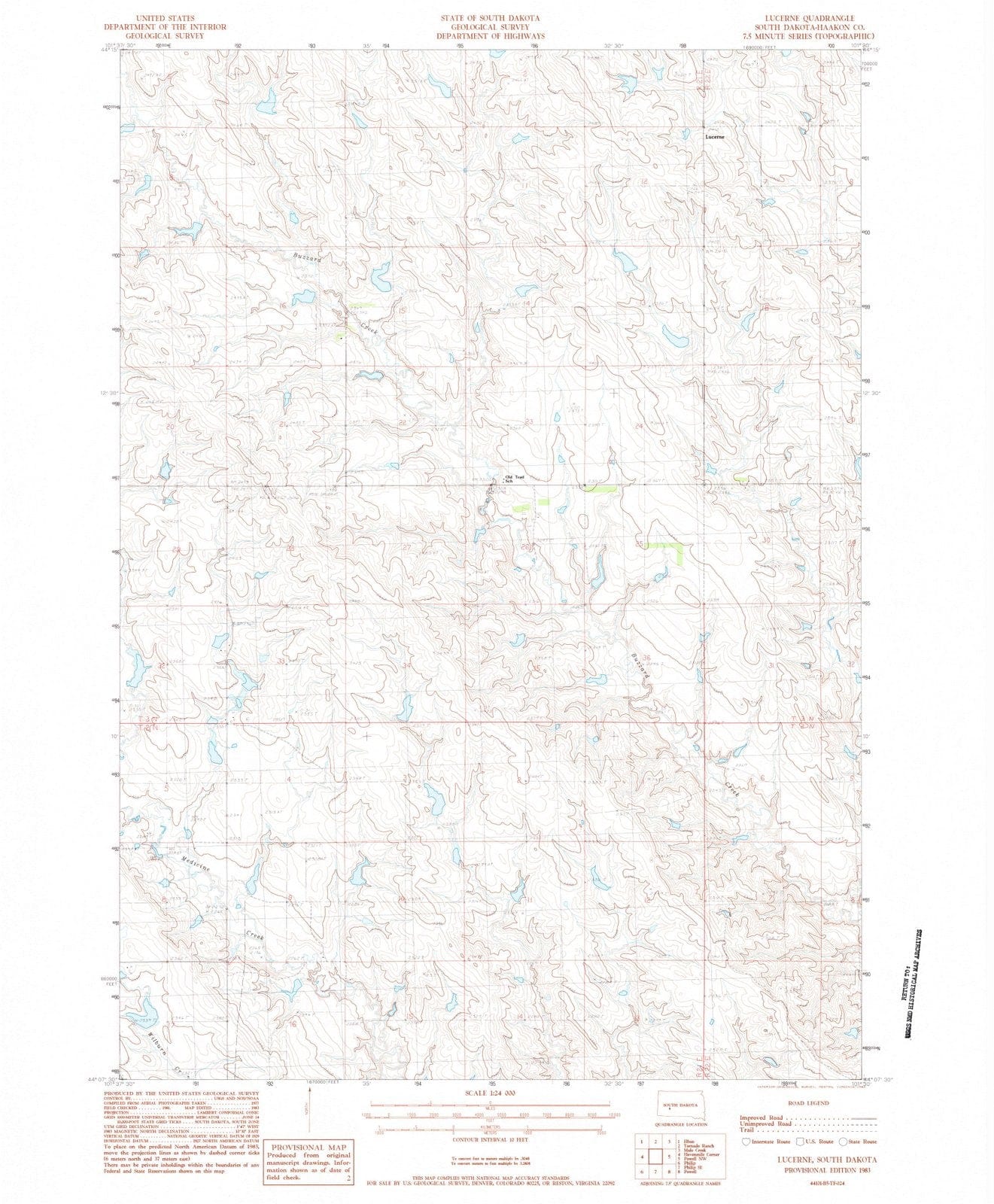 1983 Lucerne, SD - South Dakota - USGS Topographic Map