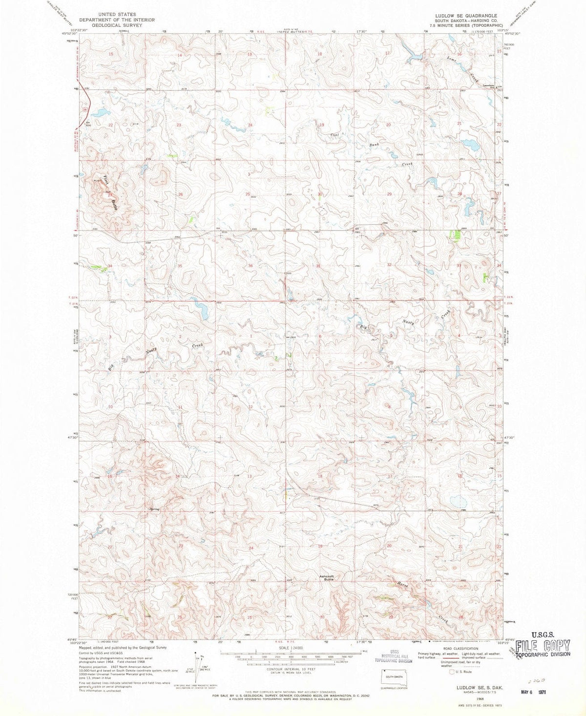 1968 Ludlow, SD - South Dakota - USGS Topographic Map