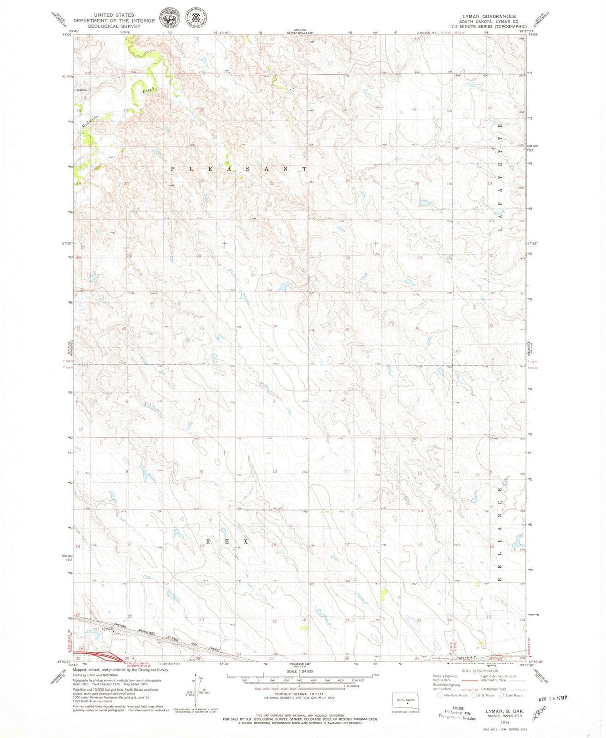 1978 Lyman, SD - South Dakota - USGS Topographic Map