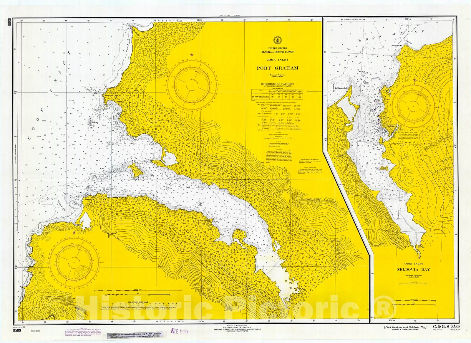 Historic Nautical Map - Port Graham And Seldovia Bay, 1971 NOAA Chart - Alaska (AK) - Vintage Wall Art