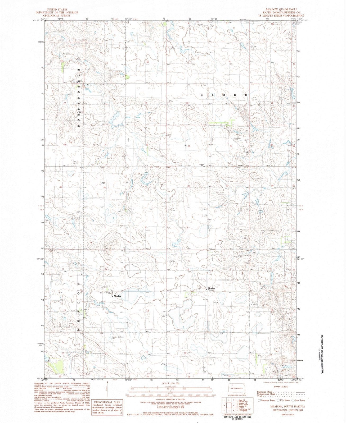 1983 Meadow, SD - South Dakota - USGS Topographic Map