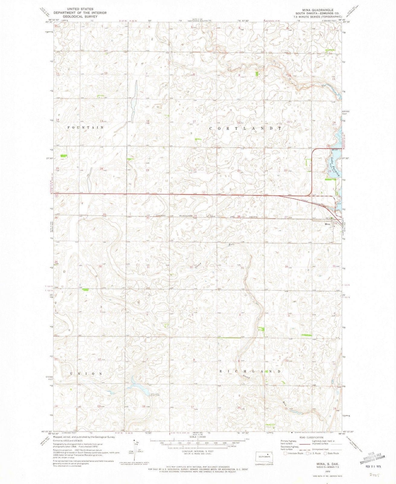 1970 Mina, SD - South Dakota - USGS Topographic Map