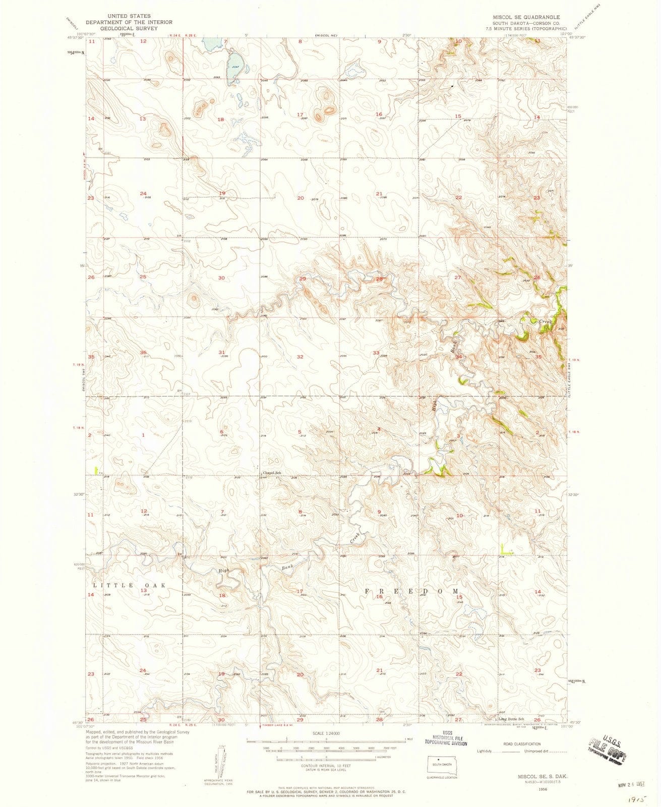 1956 Miscol, SD - South Dakota - USGS Topographic Map