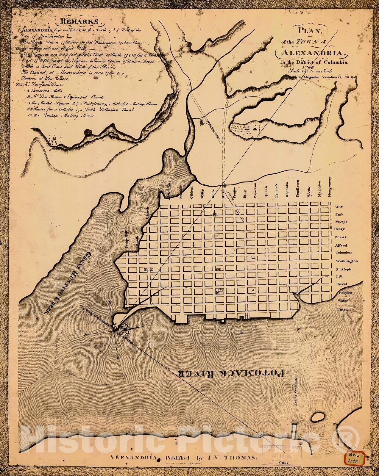 Historic Nautical Map - Plan Of The Town Of Alexandria, 1798 NOAA City Plan - Virginia (VA) - Vintage Wall Art