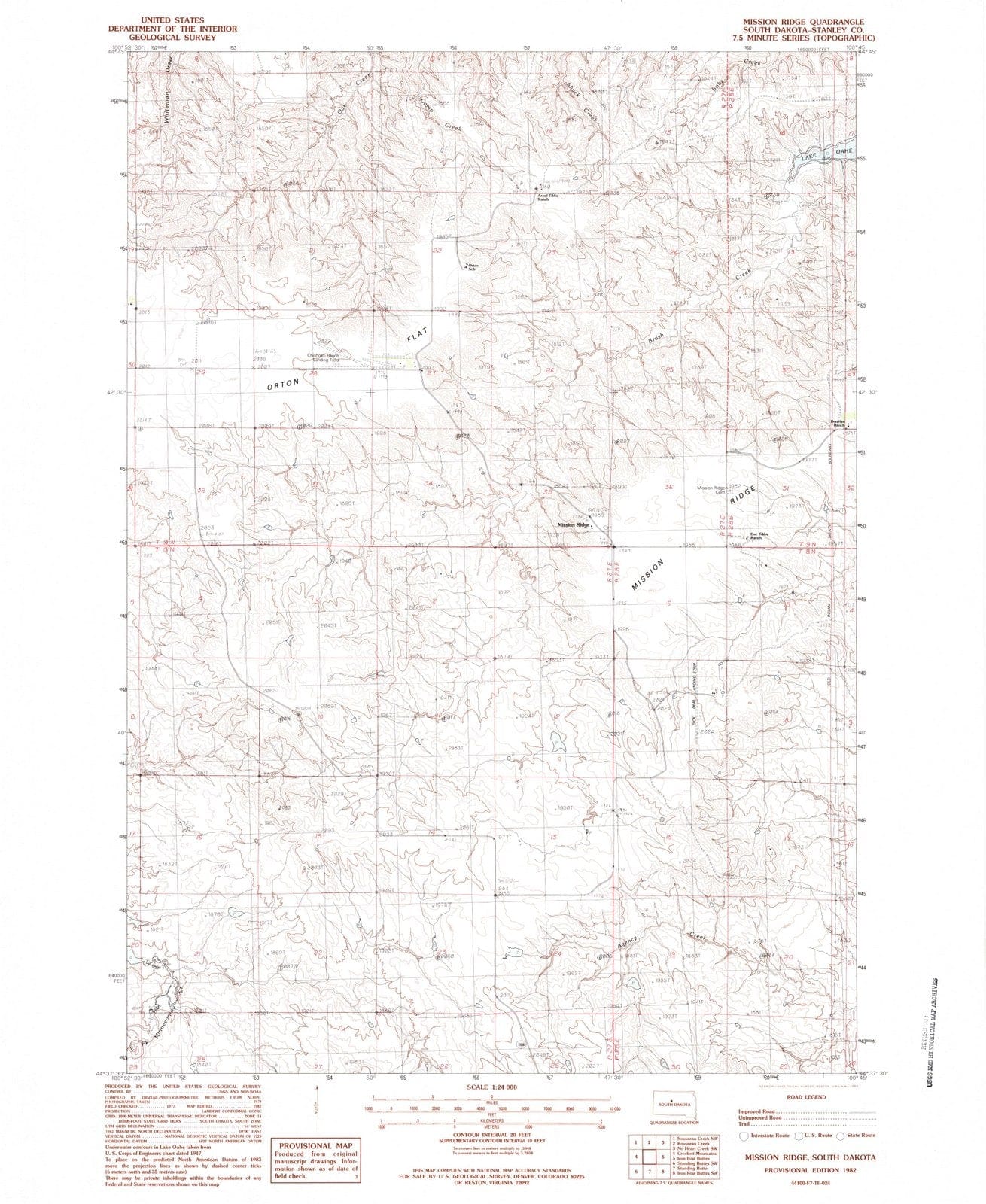 1982 Mission Ridge, SD - South Dakota - USGS Topographic Map