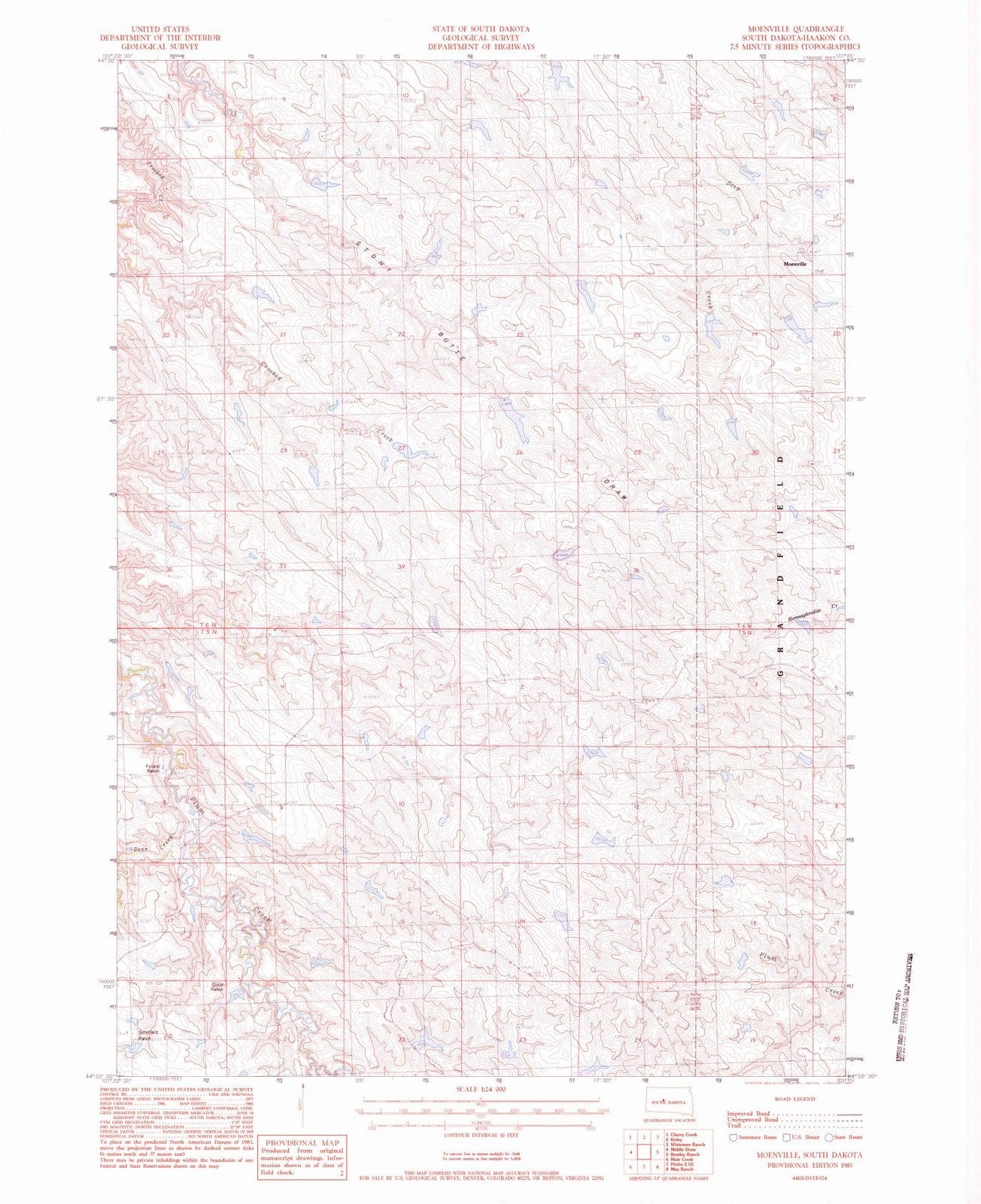 1983 Moenville, SD - South Dakota - USGS Topographic Map