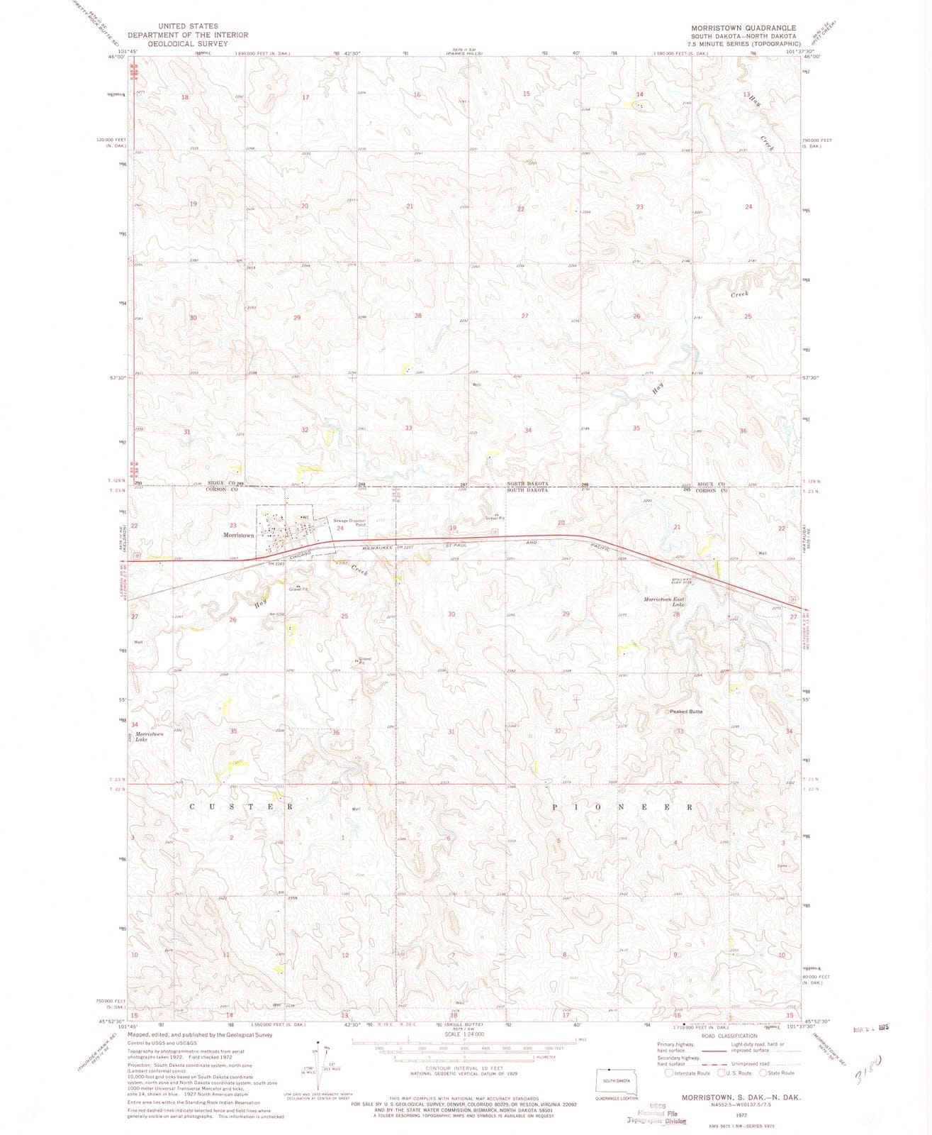 1972 Morristown, SD - South Dakota - USGS Topographic Map