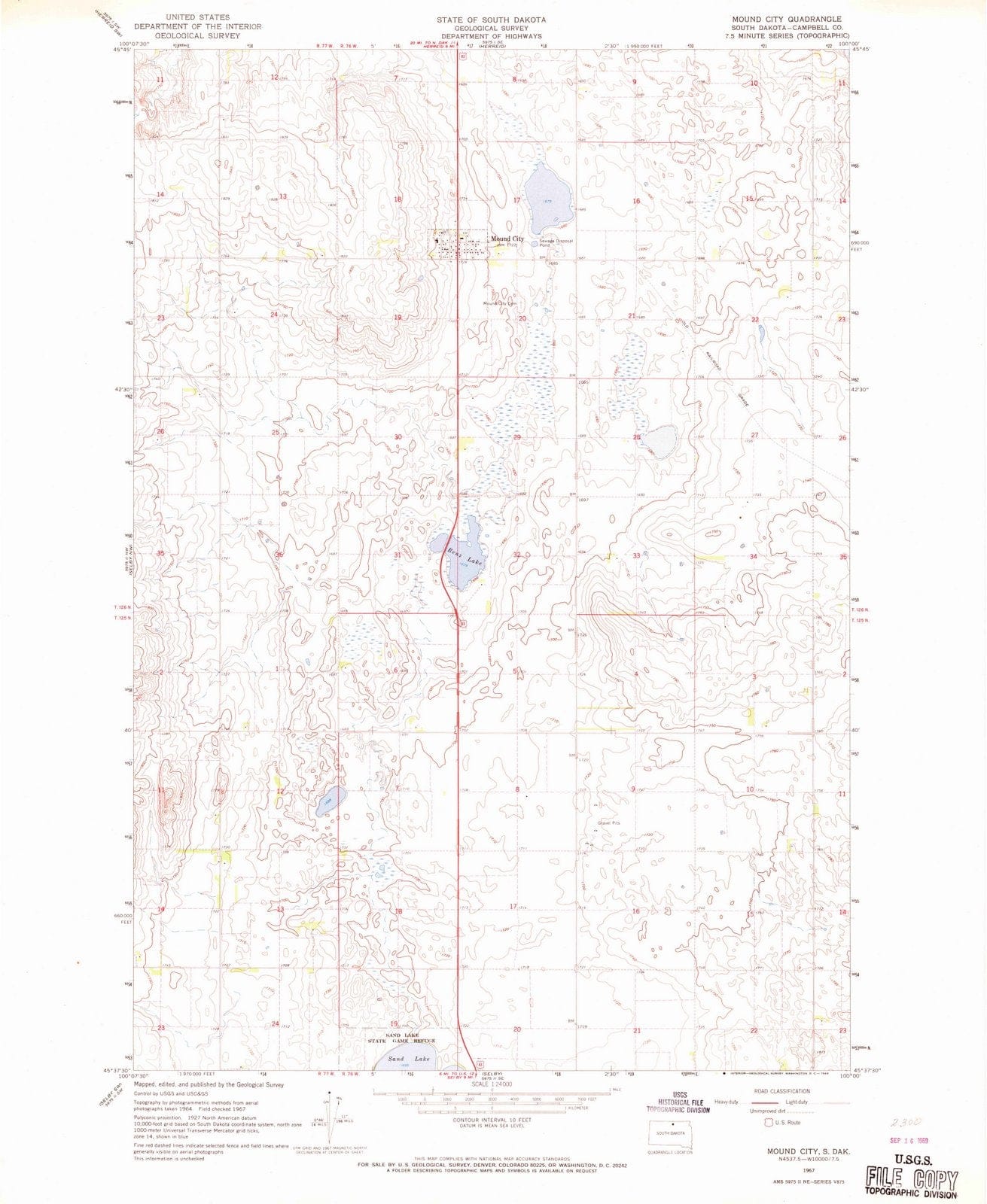 1967 Mound City, SD - South Dakota - USGS Topographic Map