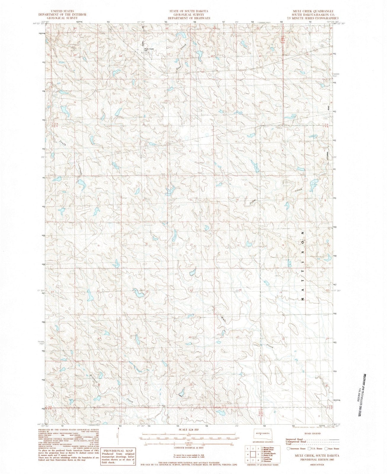1983 Mule Creek, SD - South Dakota - USGS Topographic Map