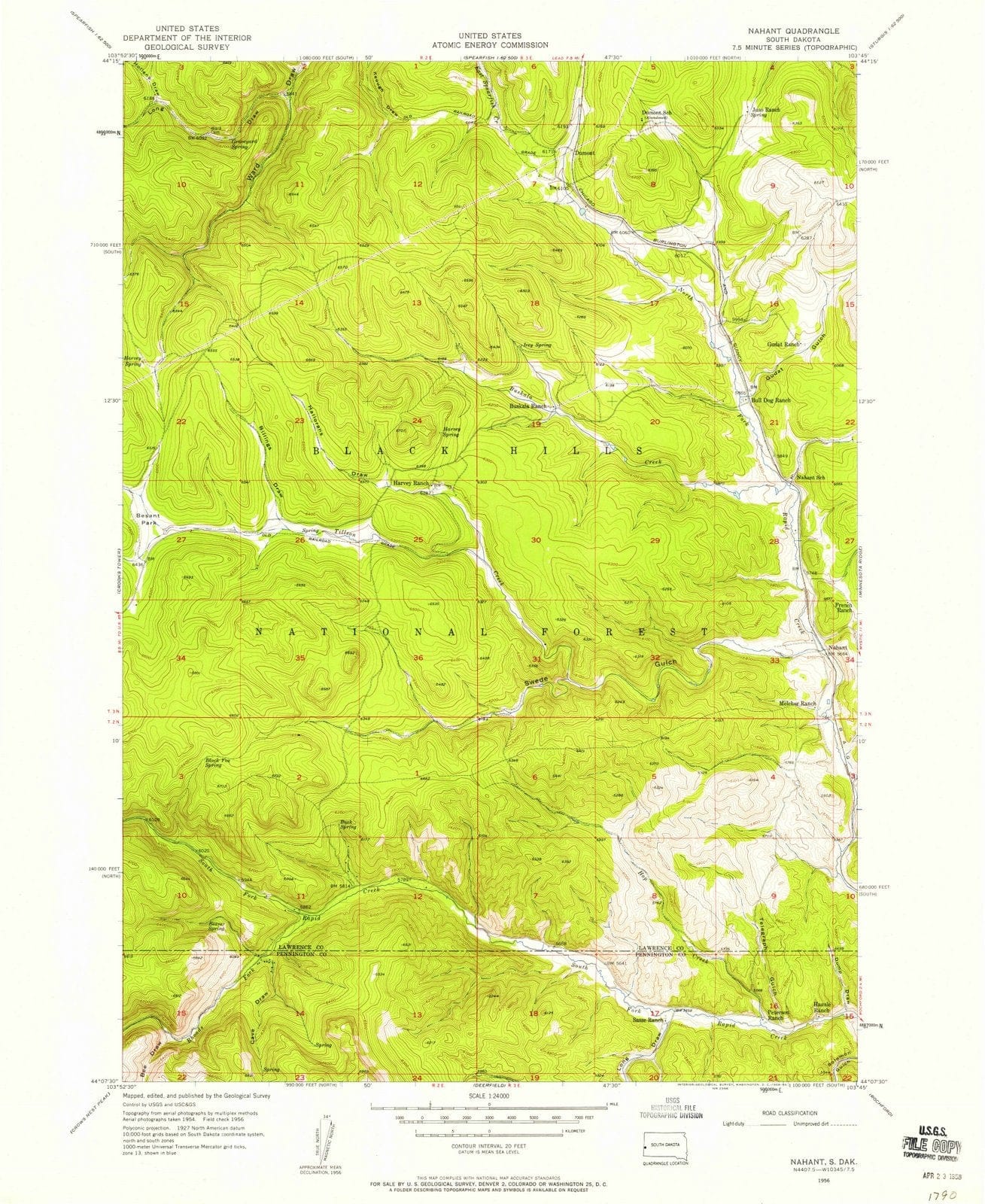1956 Nahant, SD - South Dakota - USGS Topographic Map