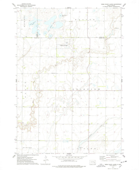 1973 Ness Chain Lakes, SD - South Dakota - USGS Topographic Map