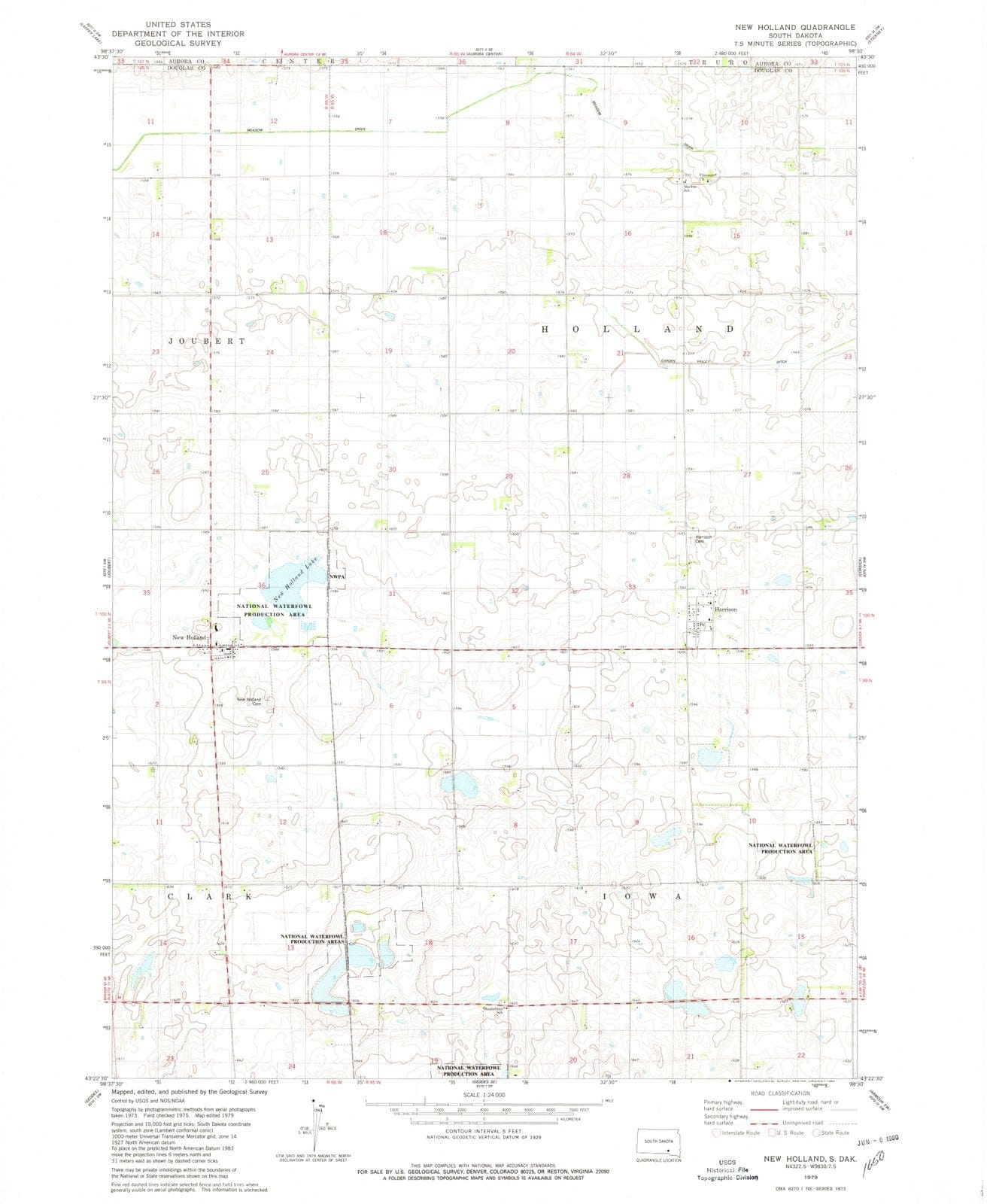 1979 New Holland, SD - South Dakota - USGS Topographic Map