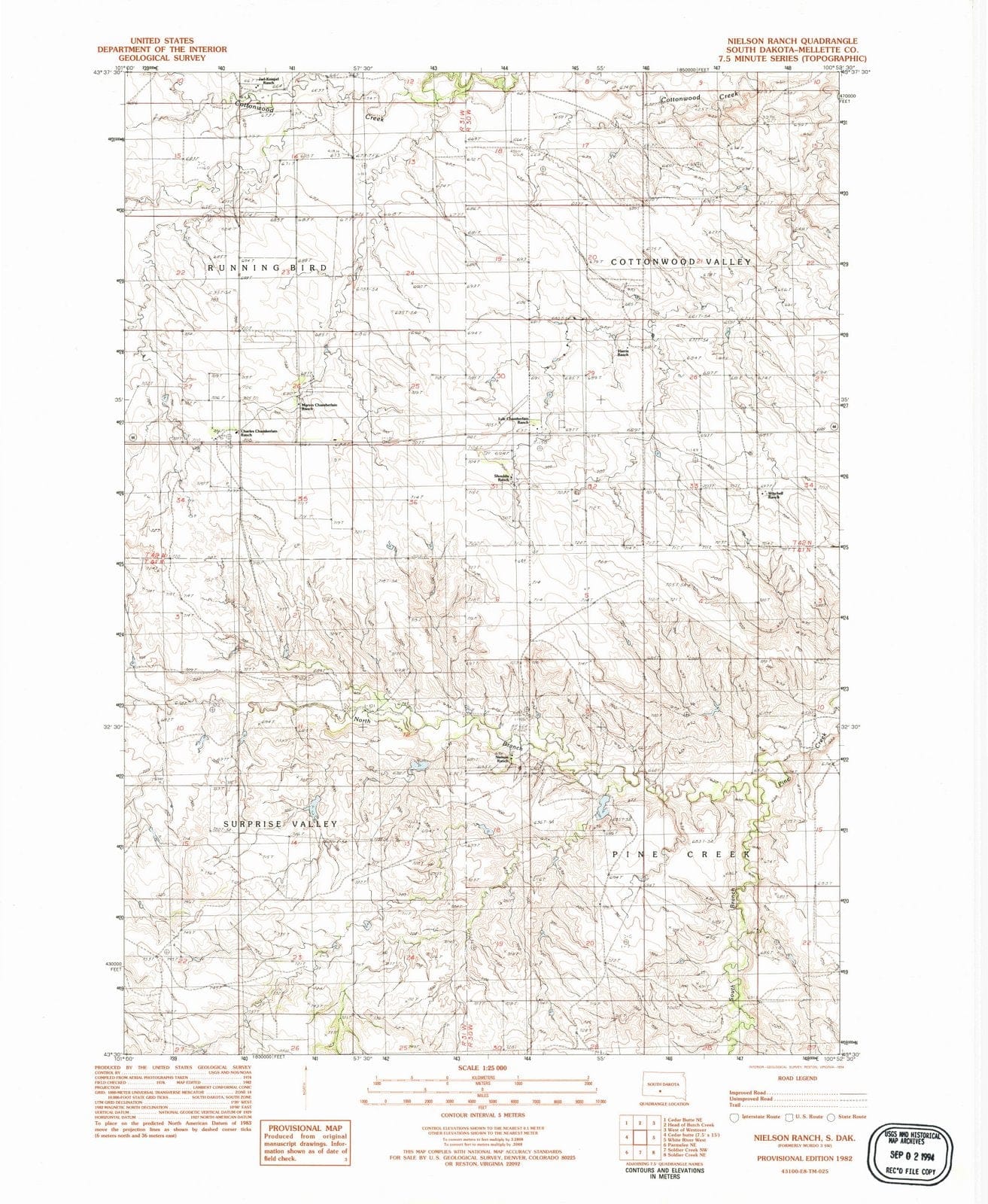 1982 Nielson Ranch, SD - South Dakota - USGS Topographic Map