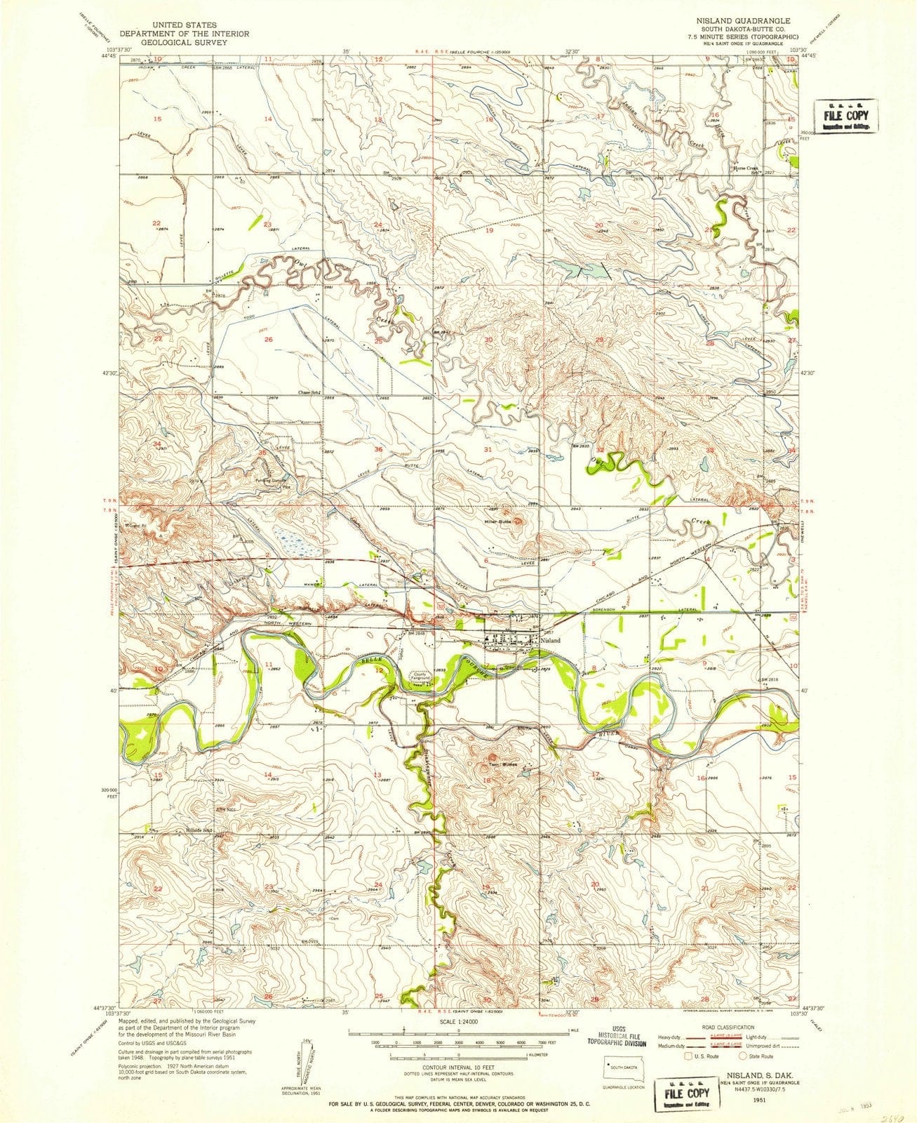 1951 Nisland, SD - South Dakota - USGS Topographic Map