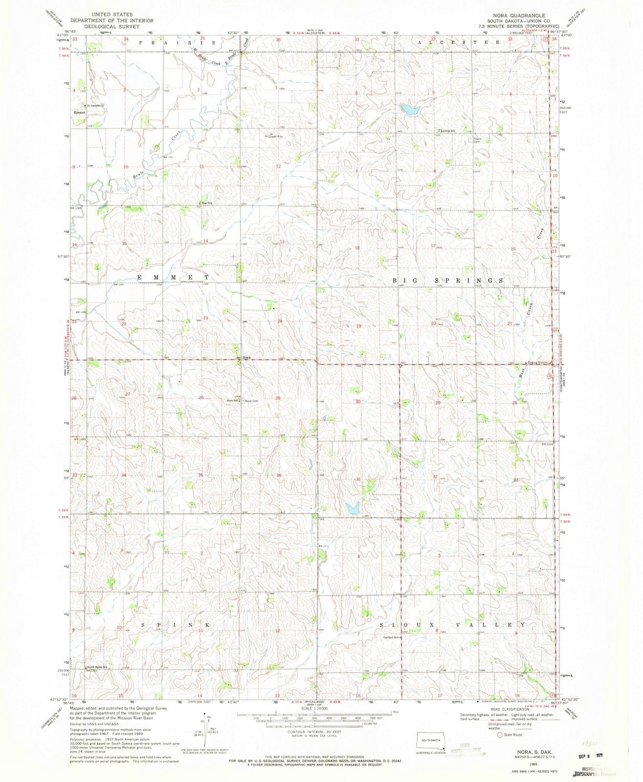 1969 Nora, SD - South Dakota - USGS Topographic Map