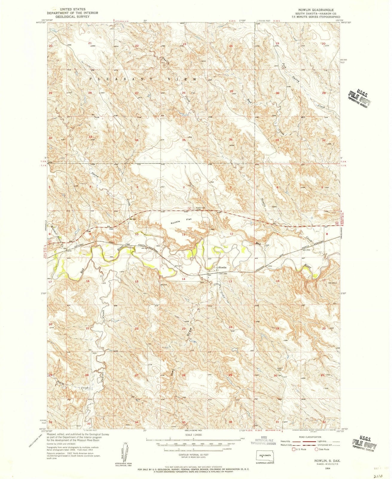 1954 Nowlin, SD - South Dakota - USGS Topographic Map