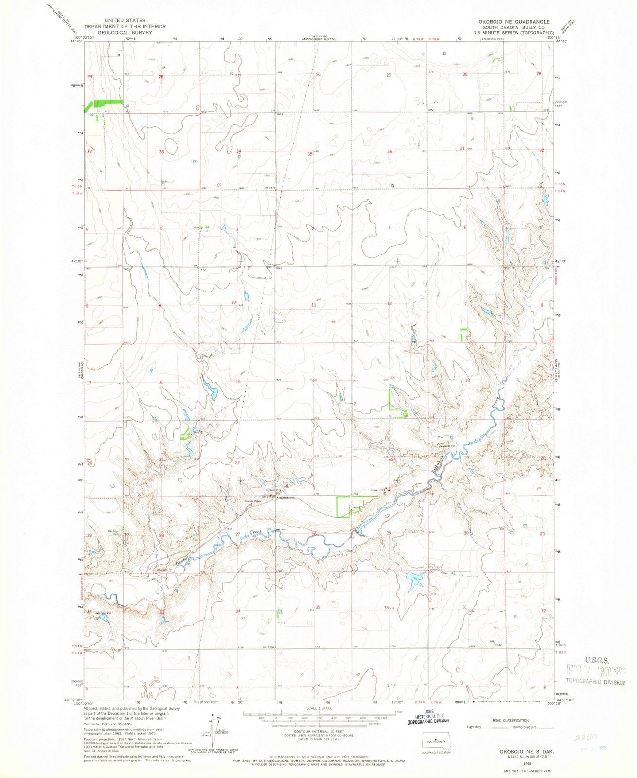 1965 Okobojo, SD - South Dakota - USGS Topographic Map