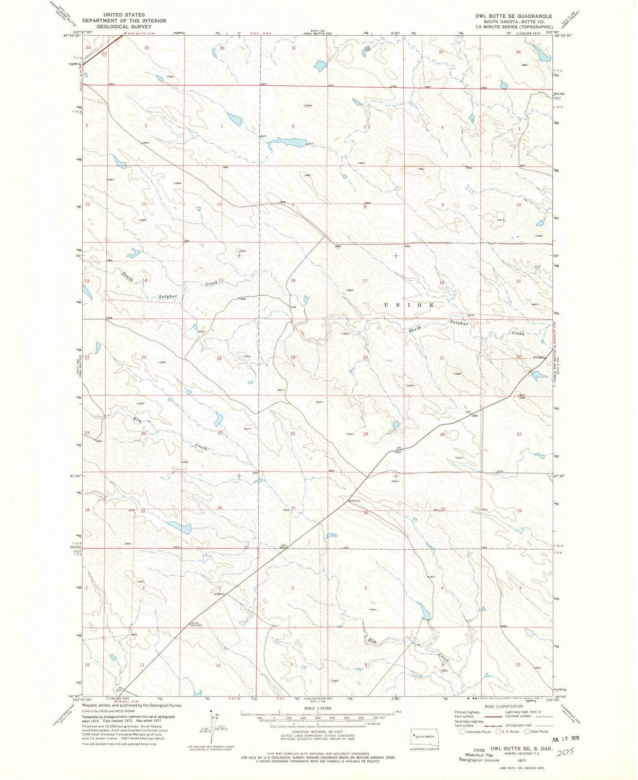1977 Owl Butte, SD - South Dakota - USGS Topographic Map