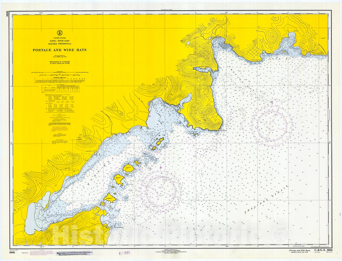 Historic Nautical Map - Portage And Wide Bays, 1971 NOAA Chart - Alaska (AK) - Vintage Wall Art