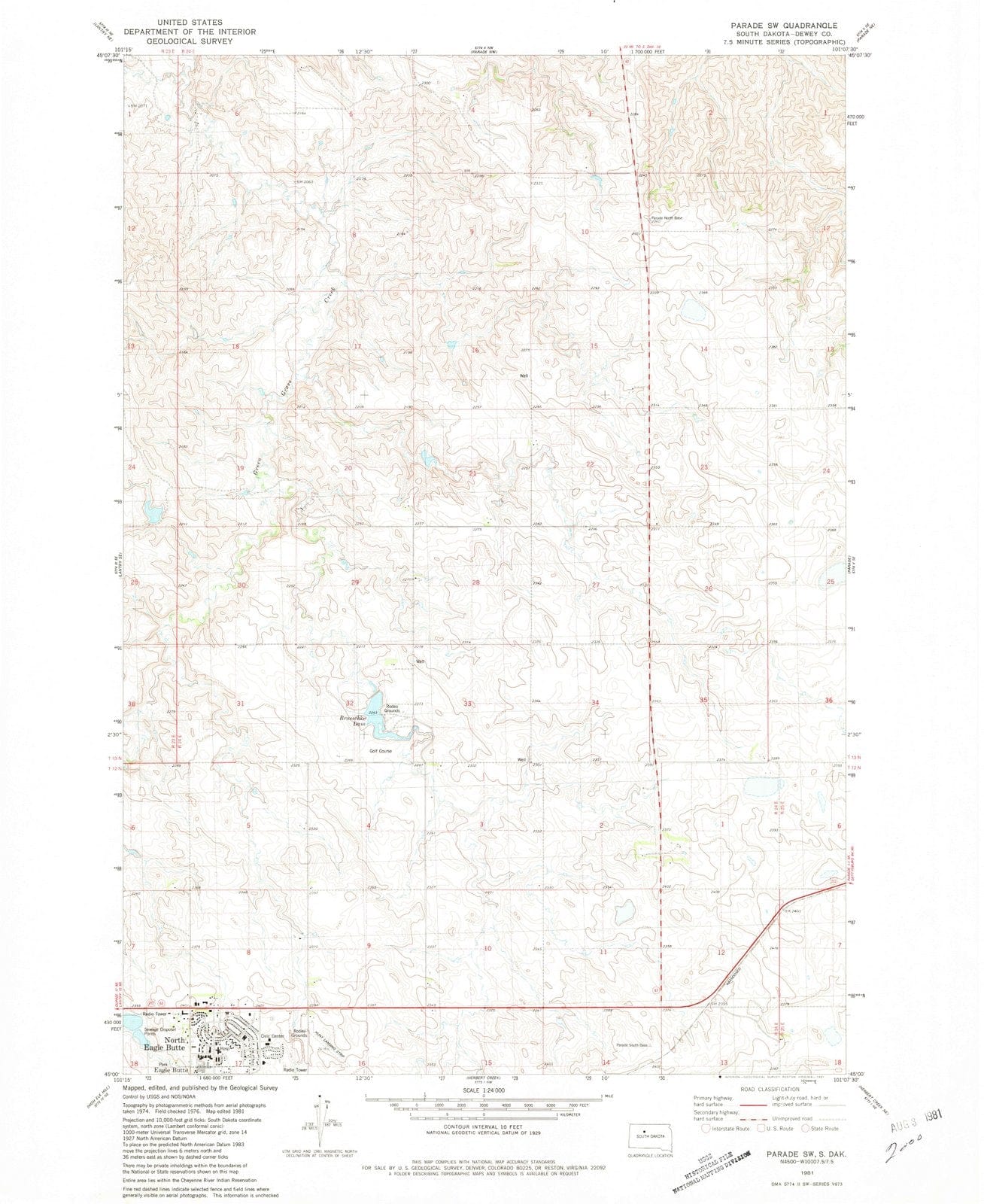 1981 Parade, SD - South Dakota - USGS Topographic Map