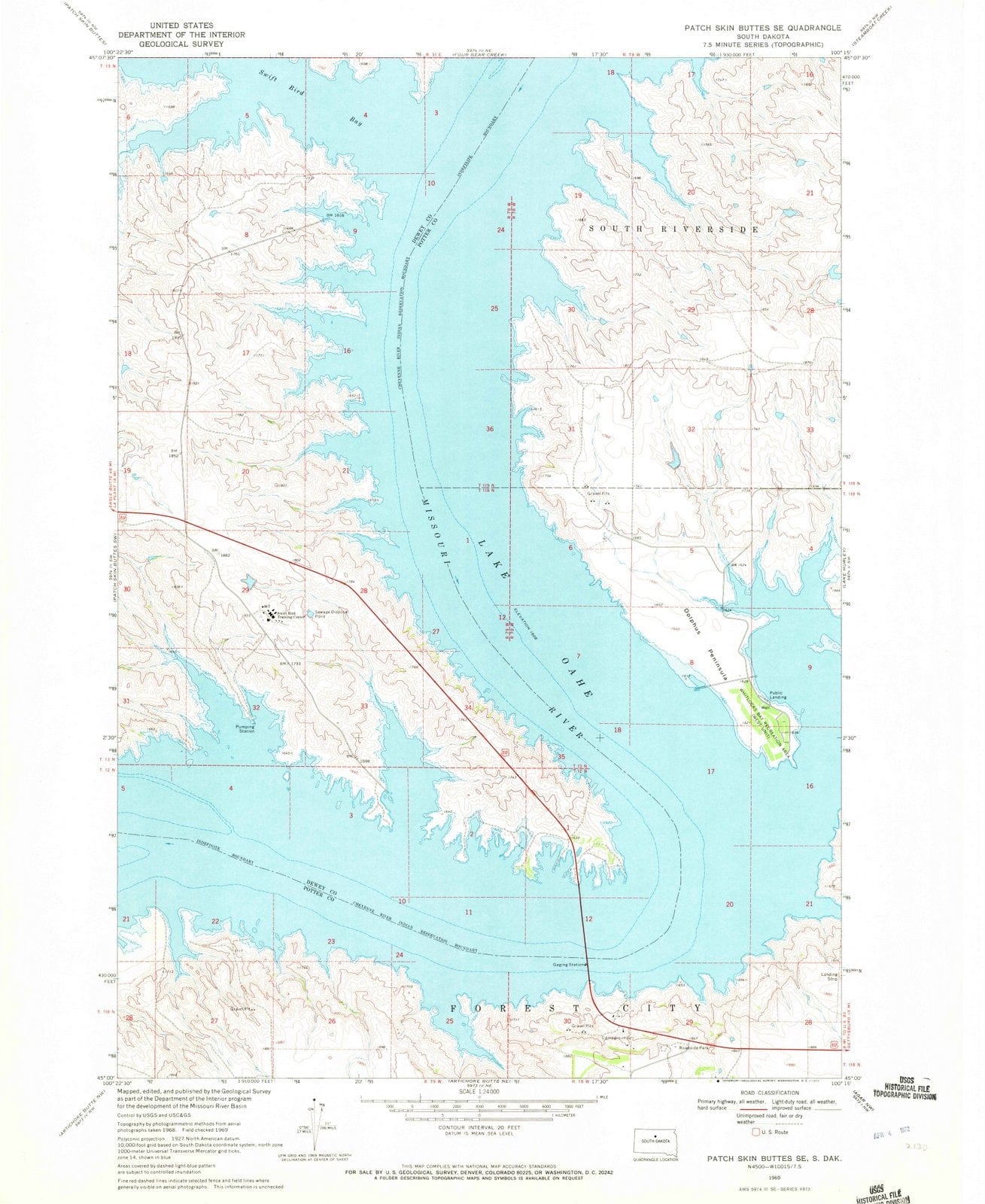 1969 Patch Skin Buttes, SD - South Dakota - USGS Topographic Map