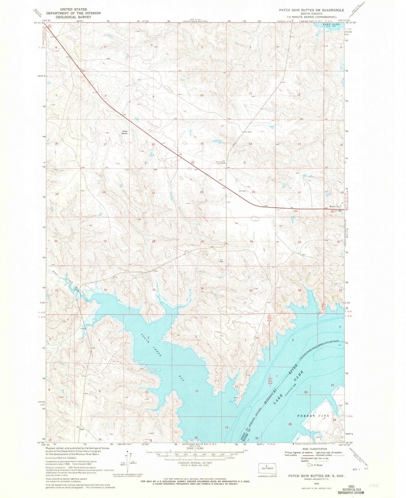 1969 Patch Skin Buttes, SD - South Dakota - USGS Topographic Map