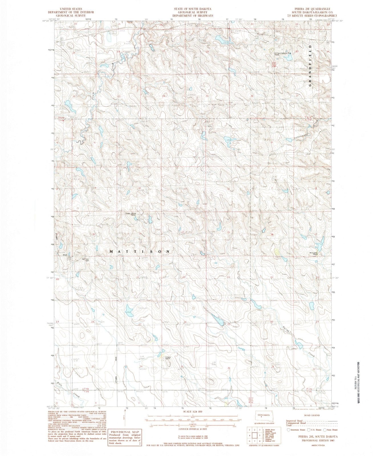 1983 Pheba 2SE, SD - South Dakota - USGS Topographic Map