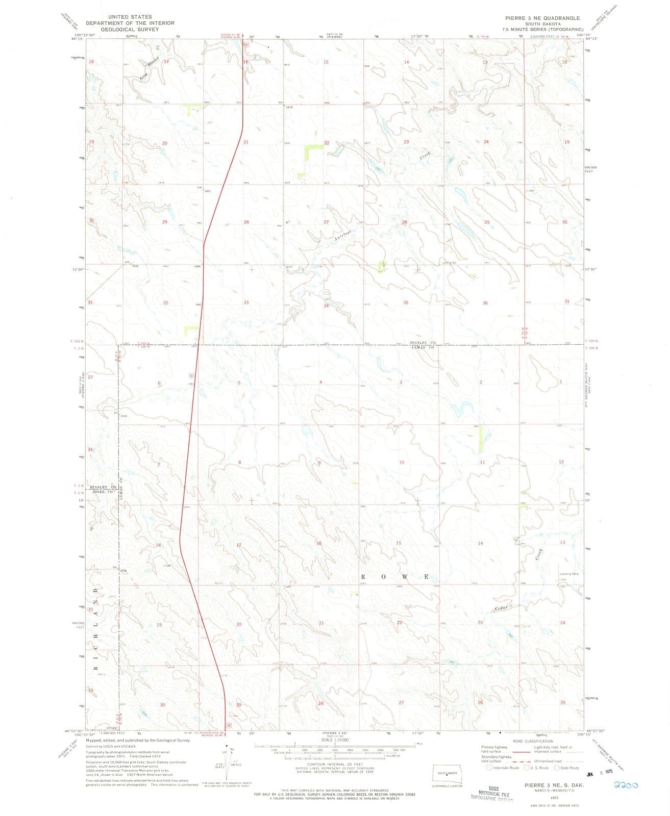 1972 Pierre 3, SD - South Dakota - USGS Topographic Map