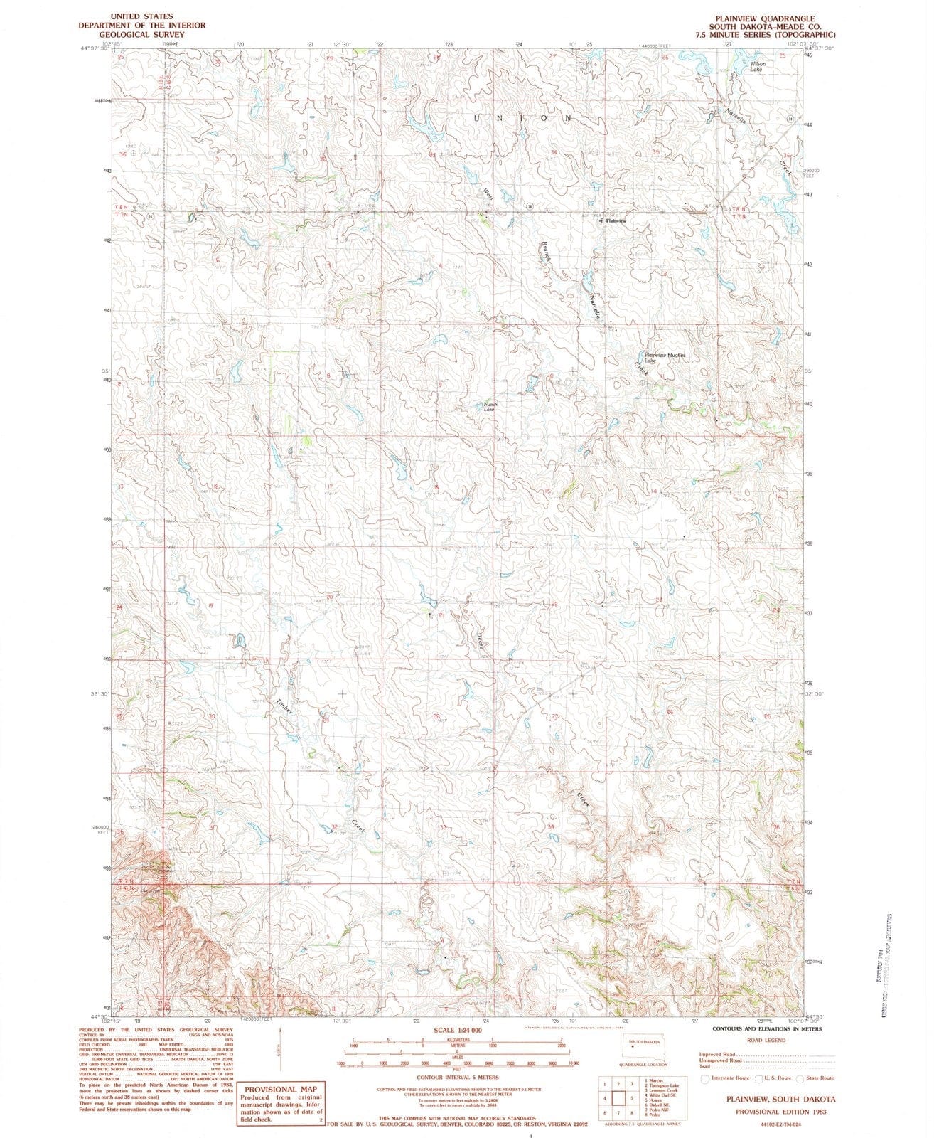 1983 Plainview, SD - South Dakota - USGS Topographic Map