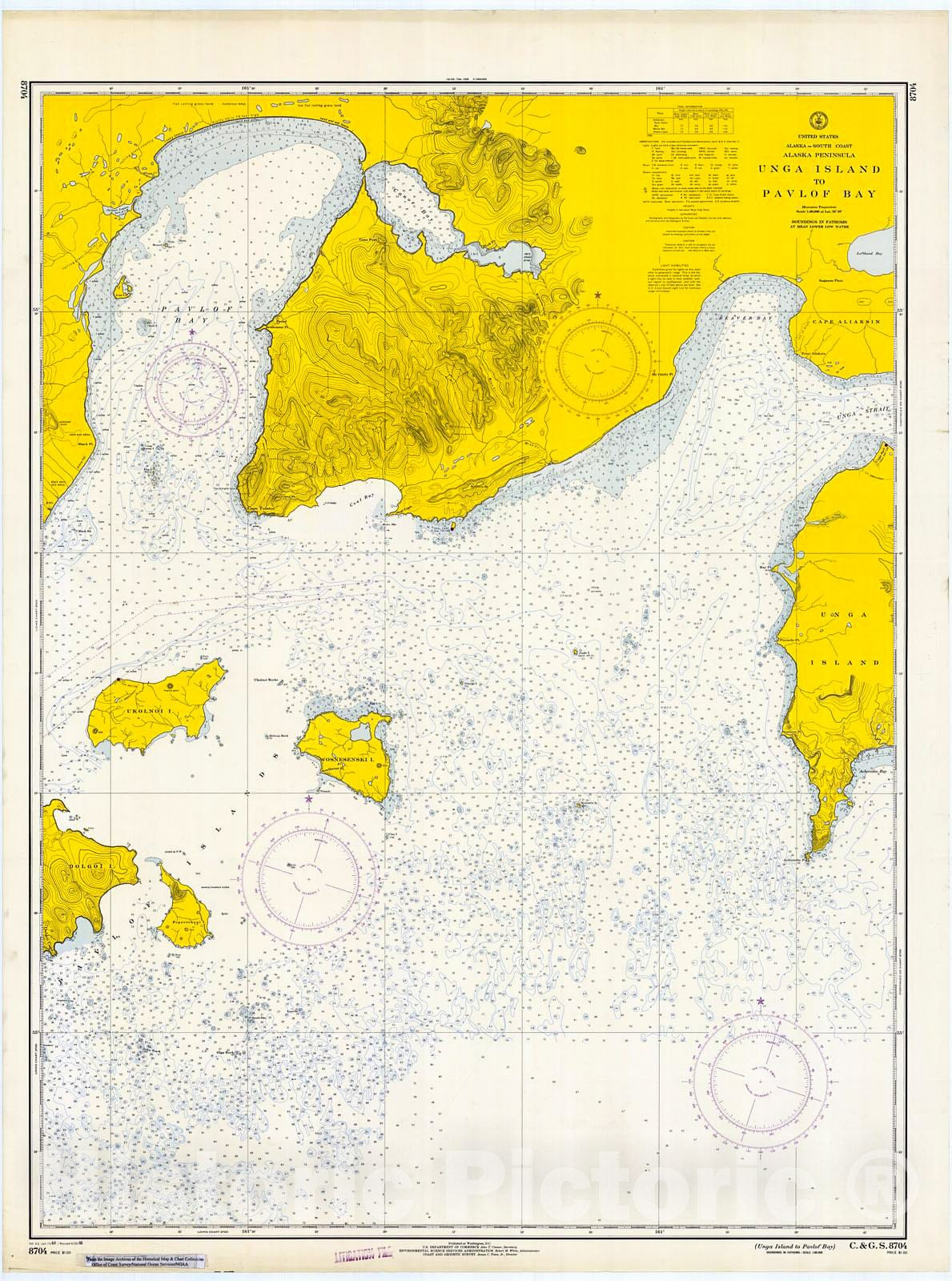 Historic Nautical Map - Unga Island To Pavlof Bay, 1966 NOAA Chart - Alaska (AK) - Vintage Wall Art