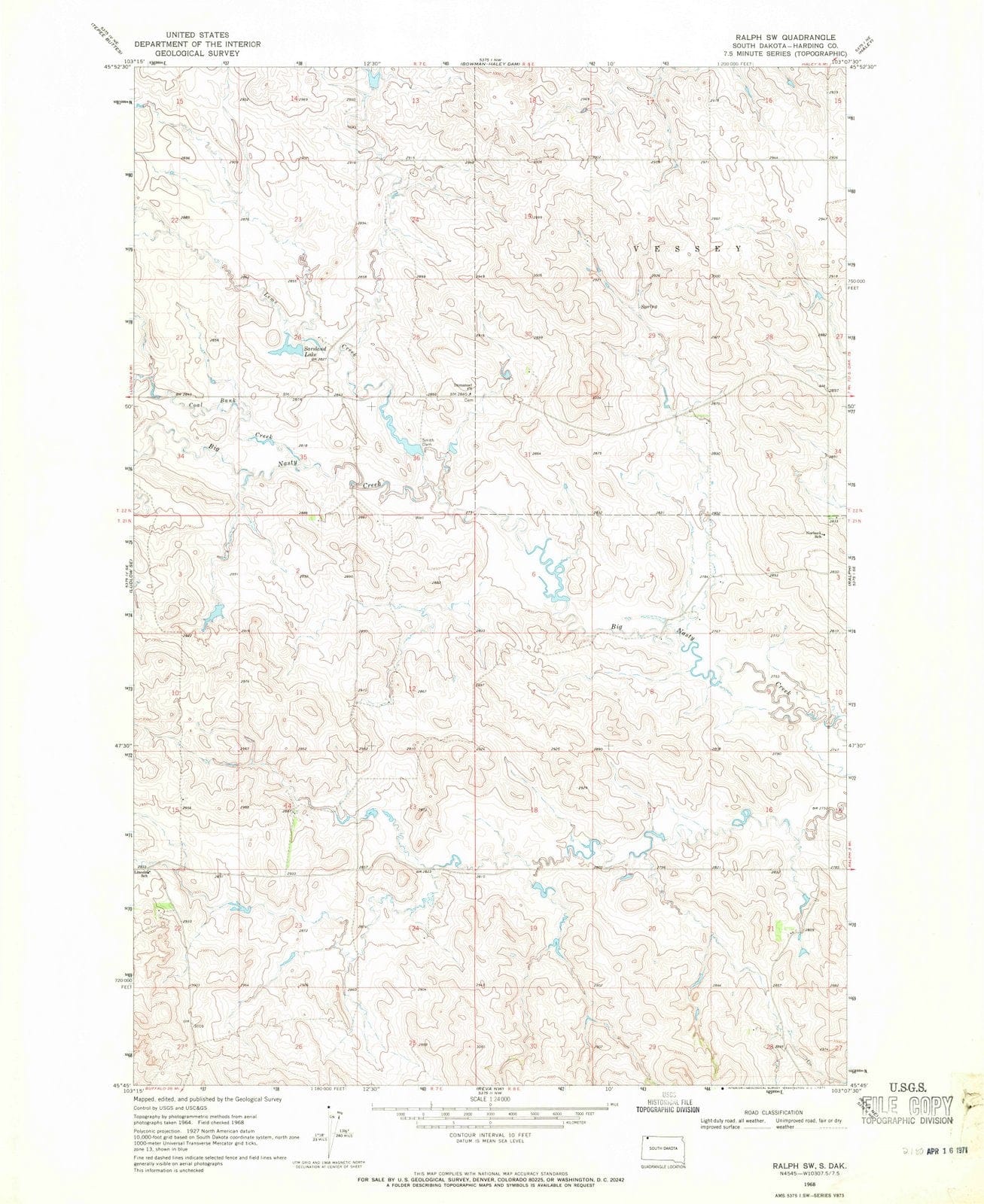 1968 Ralph, SD - South Dakota - USGS Topographic Map
