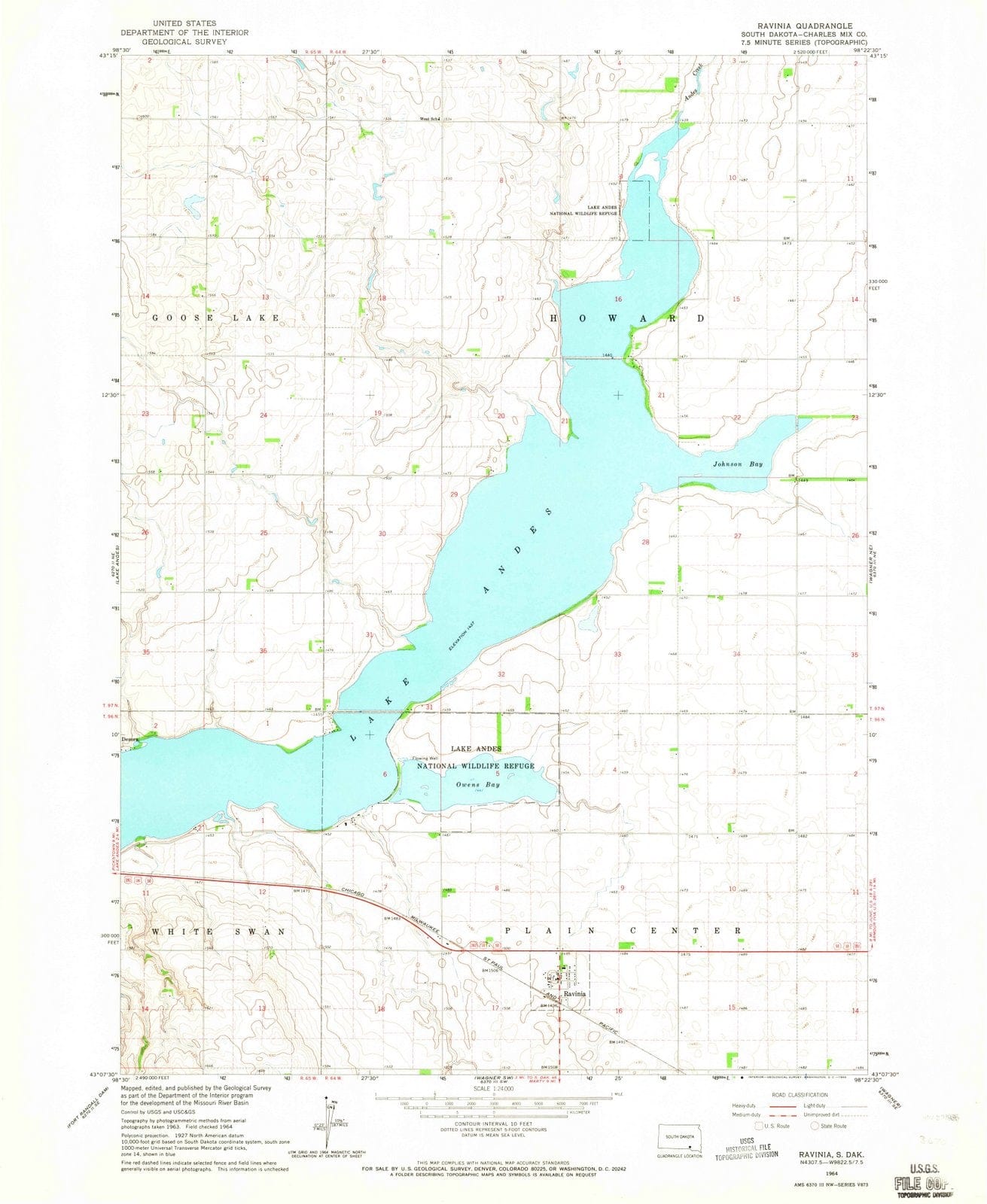 1964 Ravinia, SD - South Dakota - USGS Topographic Map
