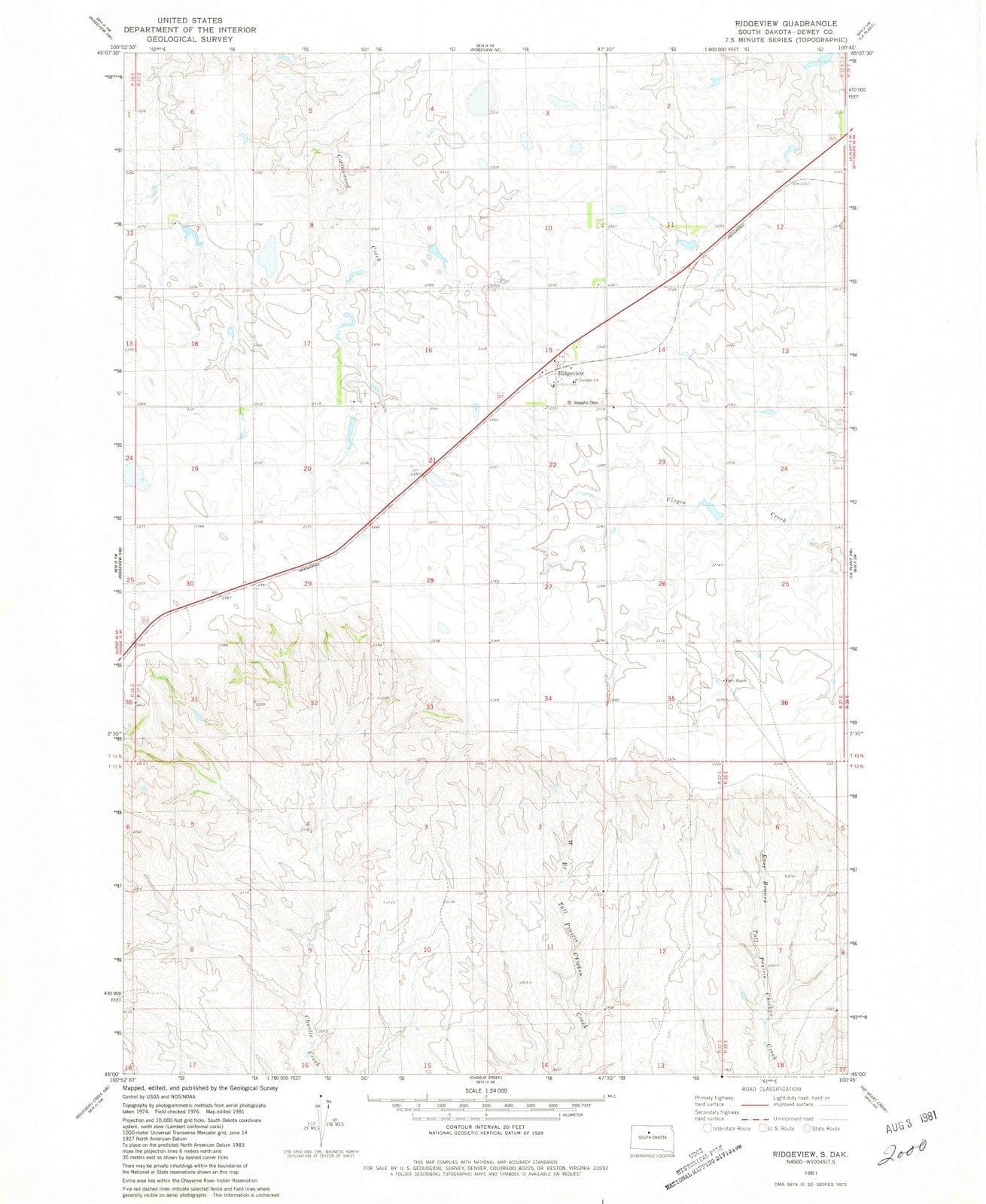 1981 Ridgeview, SD - South Dakota - USGS Topographic Map