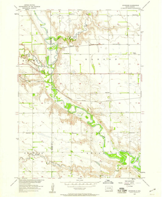 1957 Riverside, SD - South Dakota - USGS Topographic Map