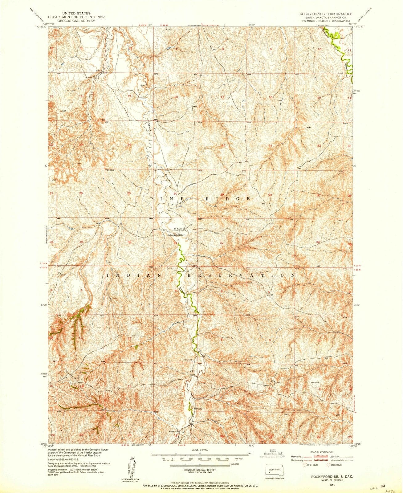 1951 Rockyford, SD - South Dakota - USGS Topographic Map