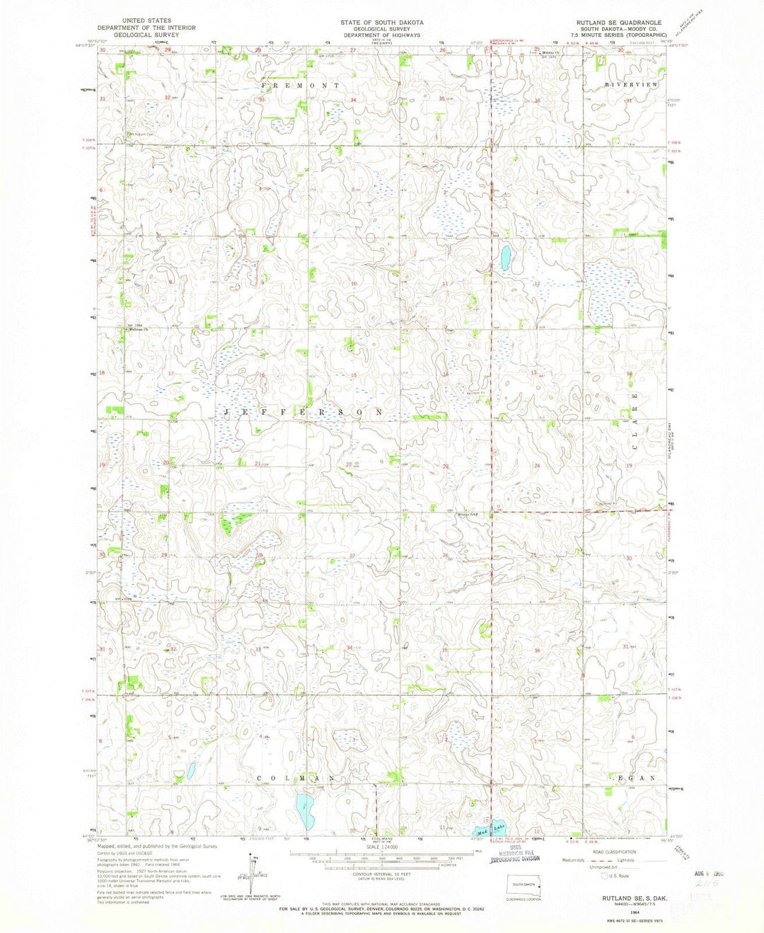 1964 Rutland, SD - South Dakota - USGS Topographic Map