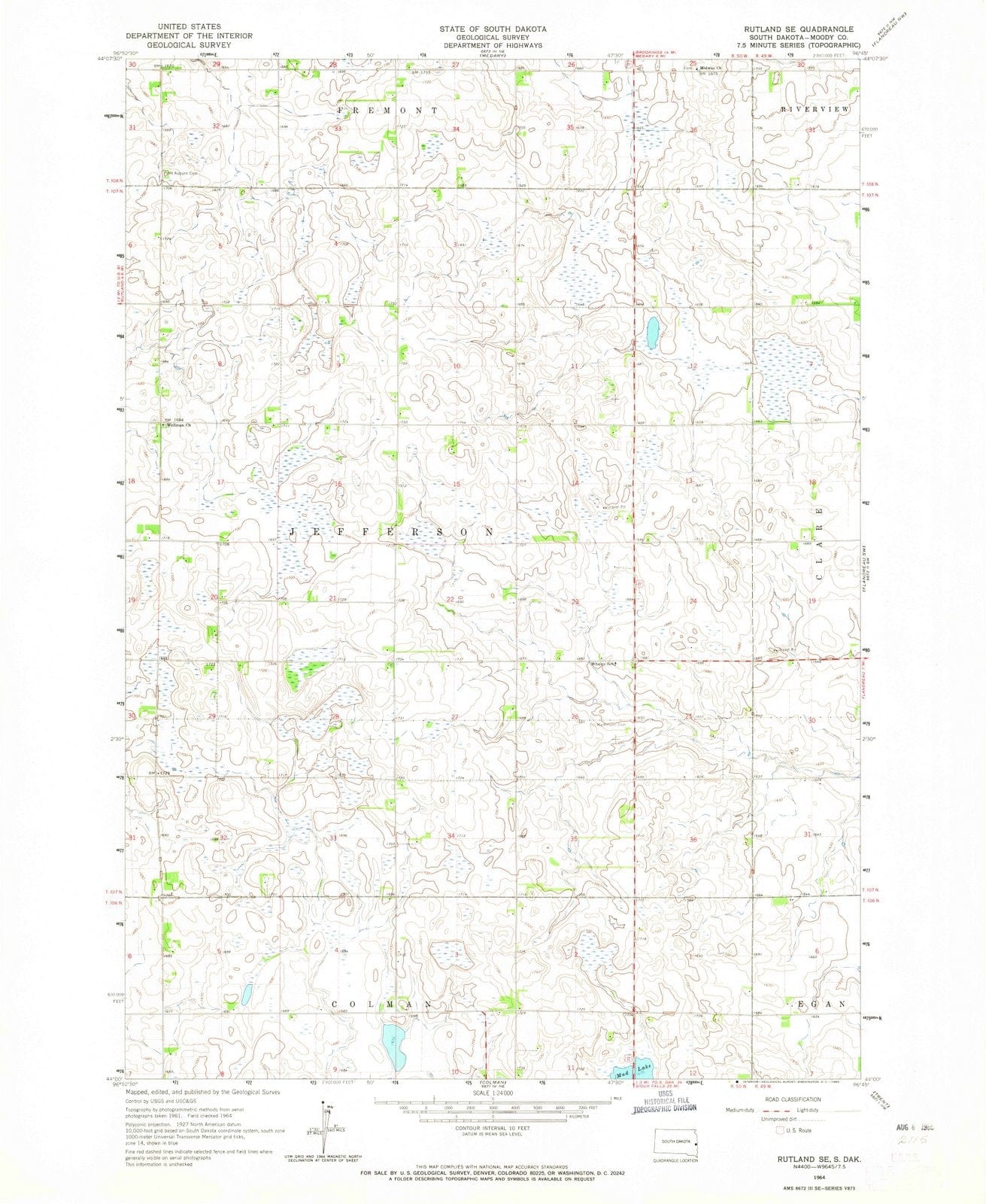 1964 Rutland, SD - South Dakota - USGS Topographic Map