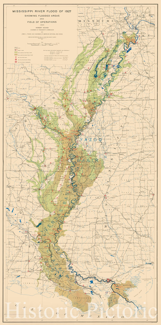 Mississippi River Flood of 1927 Topographic Map Print