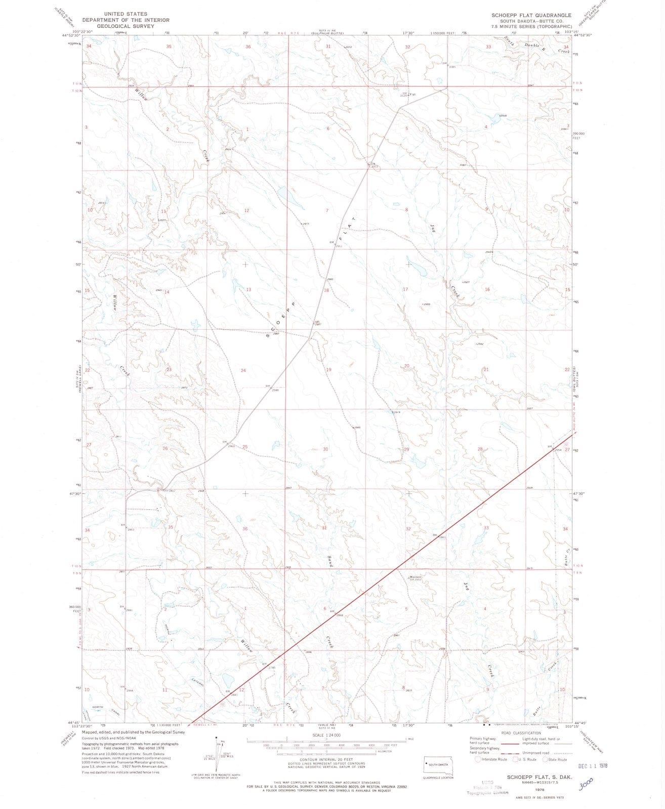 1978 Schoepp Flat, SD - South Dakota - USGS Topographic Map