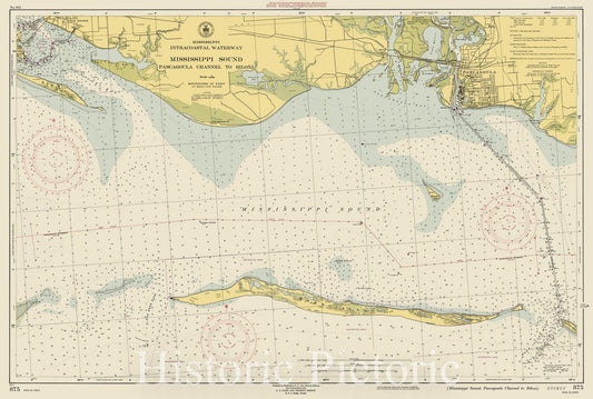 Historic Nautical Map - Mississippi Sound : Pascagoula Channel, 1952 NOAA Chart - Mississippi (MS) - Vintage Wall Art