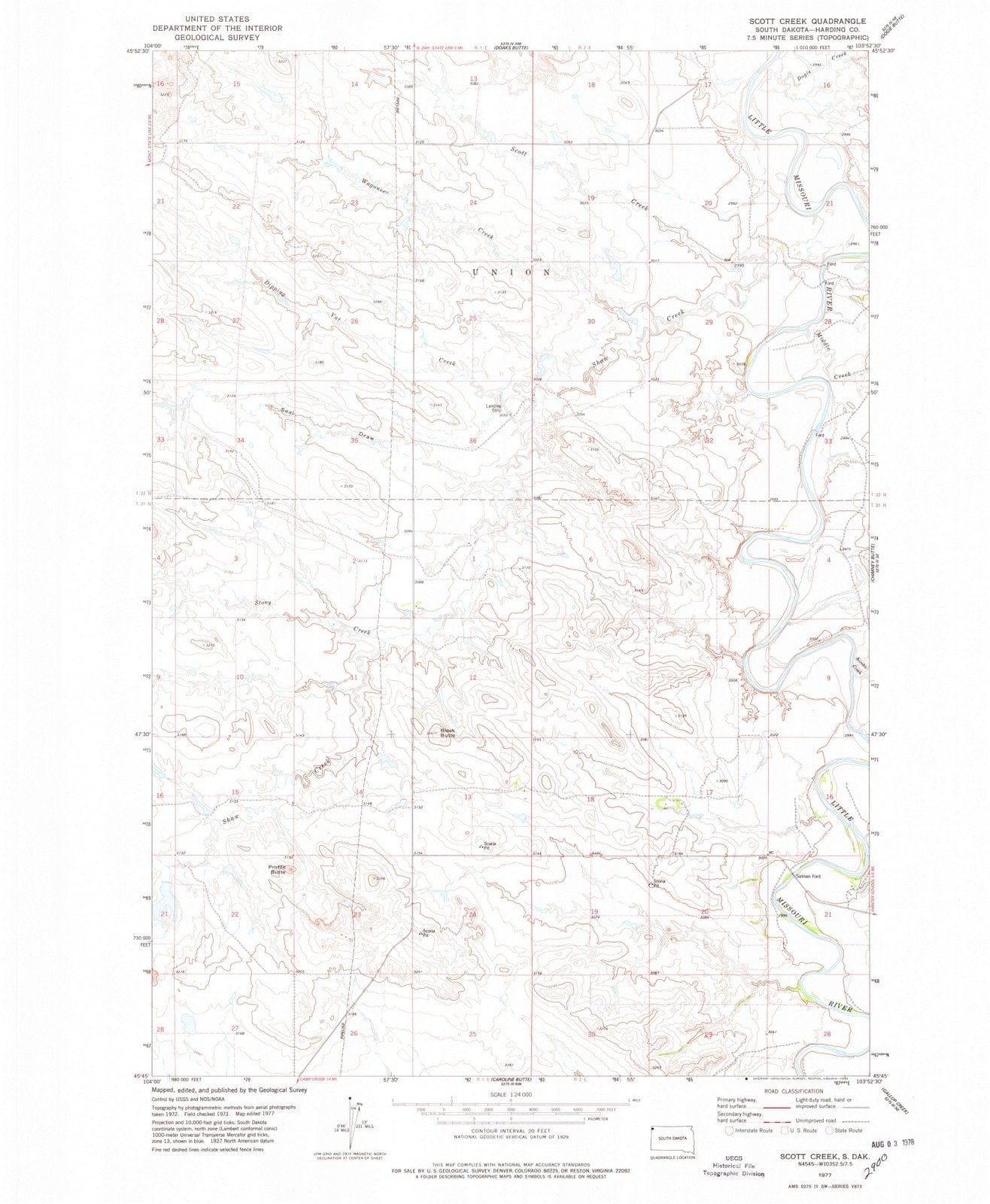 1977 Scott Creek, SD - South Dakota - USGS Topographic Map