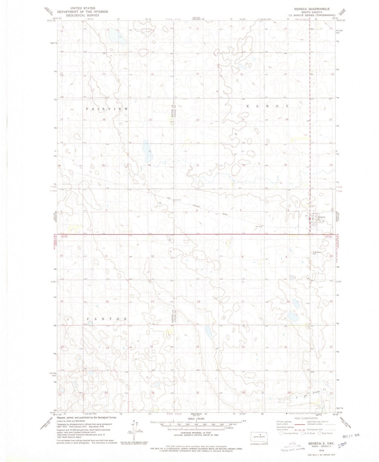 1978 Seneca, SD - South Dakota - USGS Topographic Map