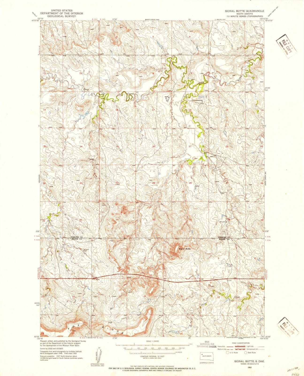 1952 Signal Butte, SD - South Dakota - USGS Topographic Map