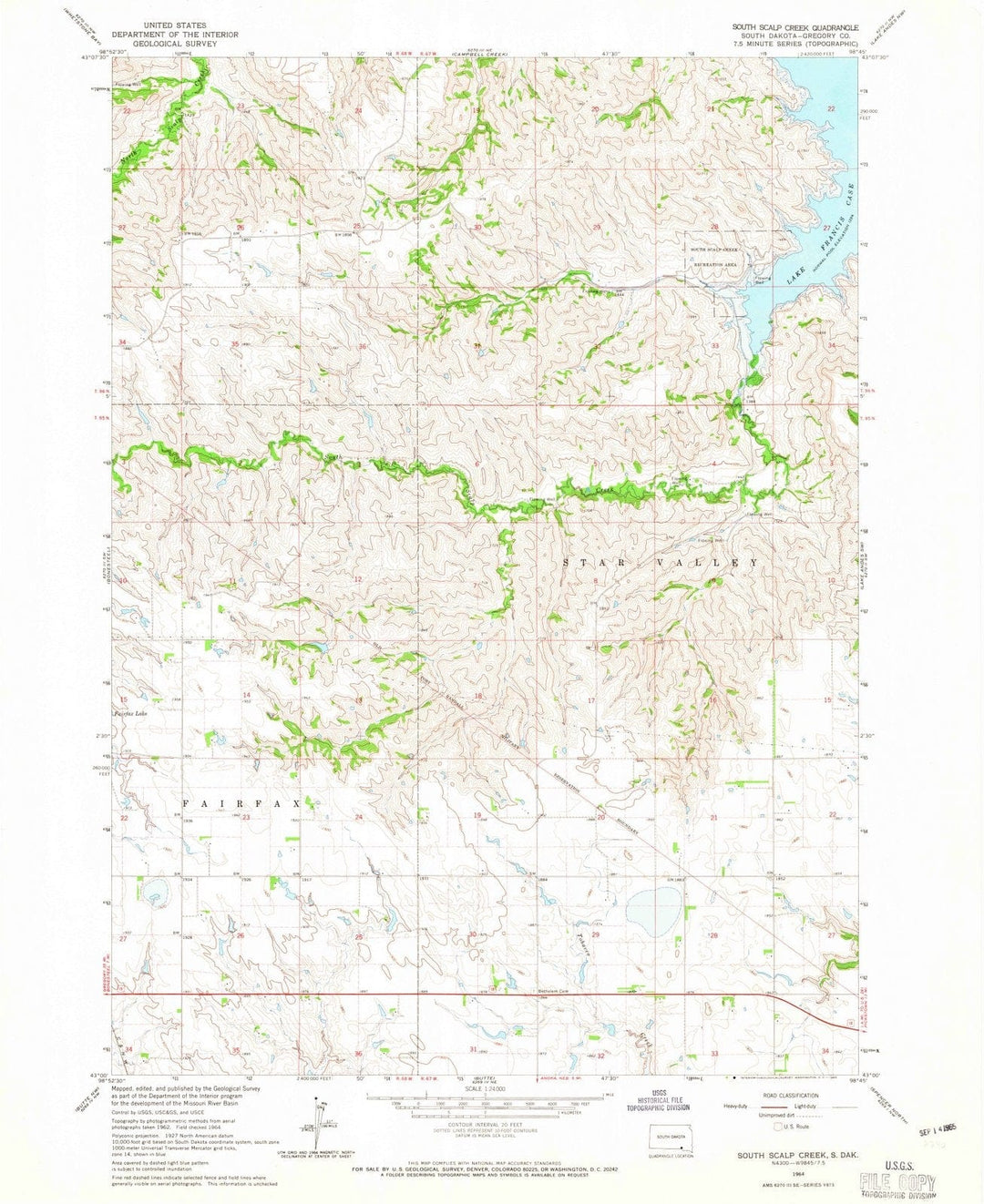 1964 South Scalp Creek, SD - South Dakota - USGS Topographic Map