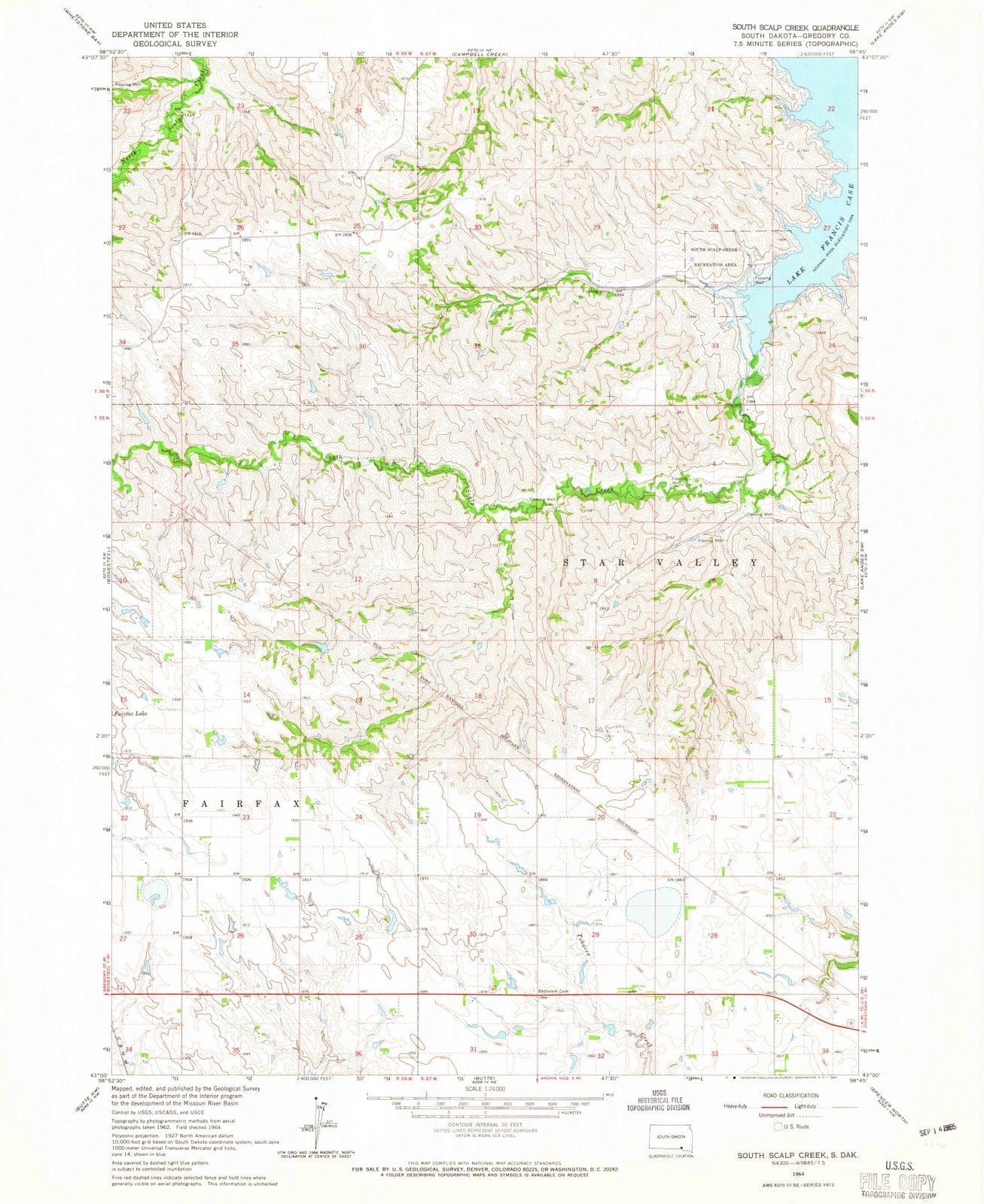 1964 South Scalp Creek, SD - South Dakota - USGS Topographic Map