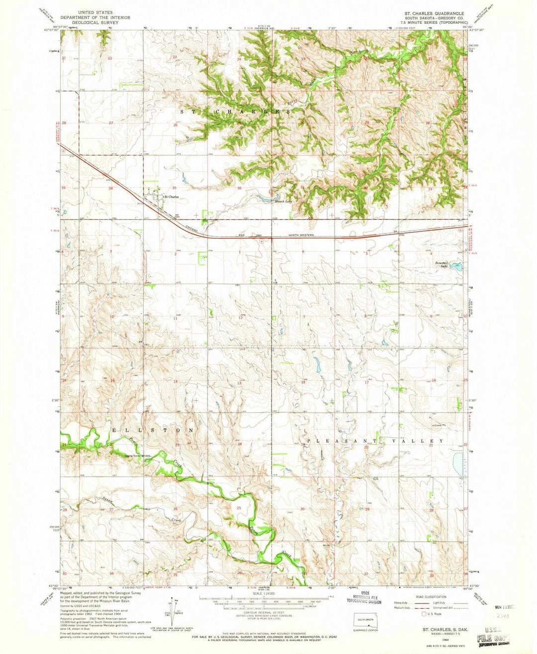 1964 St. Charles, SD - South Dakota - USGS Topographic Map