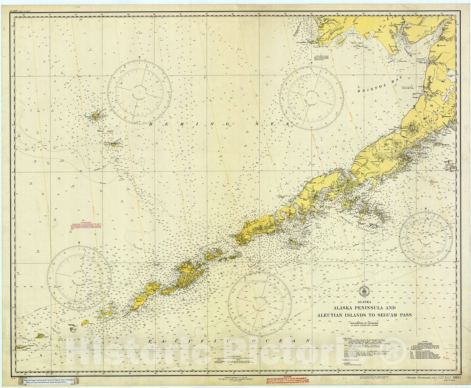 Historic Nautical Map - Alaska Peninsula And Aleutian Islands To Seguam Pass, 1942 NOAA Chart - Alaska (AK) - Vintage Wall Art