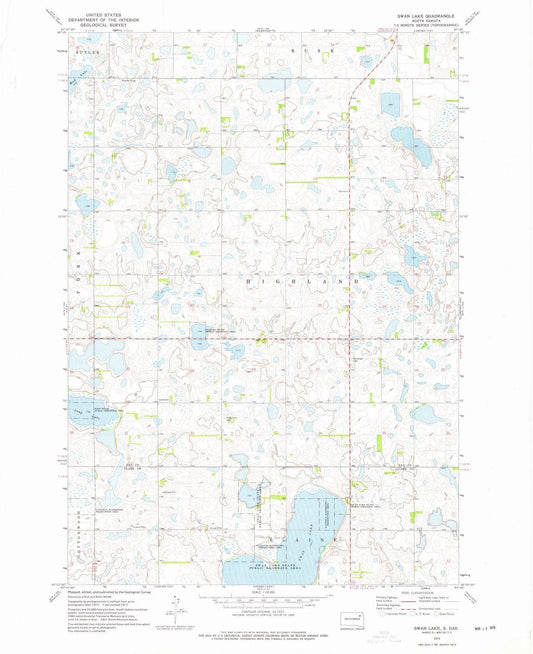 1973 Swan Lake, SD - South Dakota - USGS Topographic Map