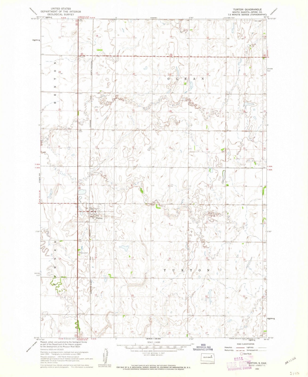1960 Turton, SD - South Dakota - USGS Topographic Map